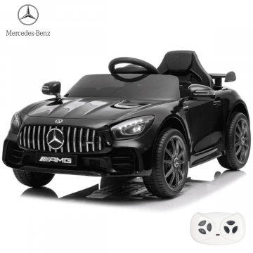 Mercedes pour enfant AMG GTR noir vue de côté pneus jantes phares siège rétroviseurs latéraux 