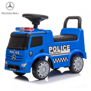 Trotteur Voiture Police Mercedes Antos pour Enfants - Bleu